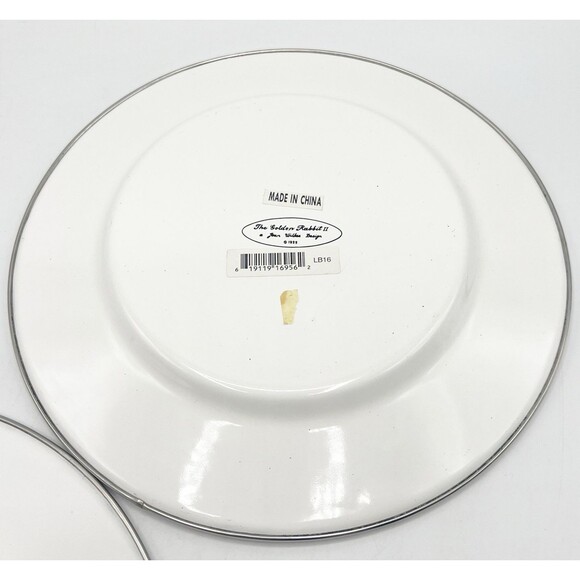 Golden Rabbit II 1999 Ladybug Plates Checkered Enamelware Jean Wilkes Set of 2 - Picture 7 of 10
